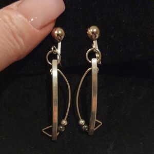 MODERNIST Silver Dangle Sail Shape Clip On Earrings